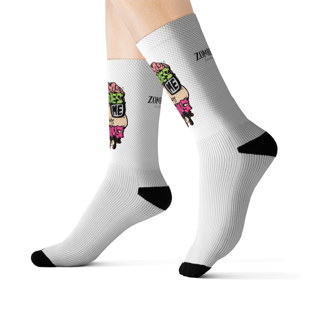 Zombies Love Me For My Brains Sublimation Socks