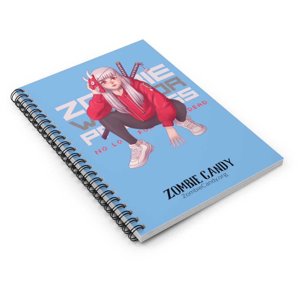 2100.001lb Zombie Warrior Princess Manga Girl Spiral Ruled Line Notebook