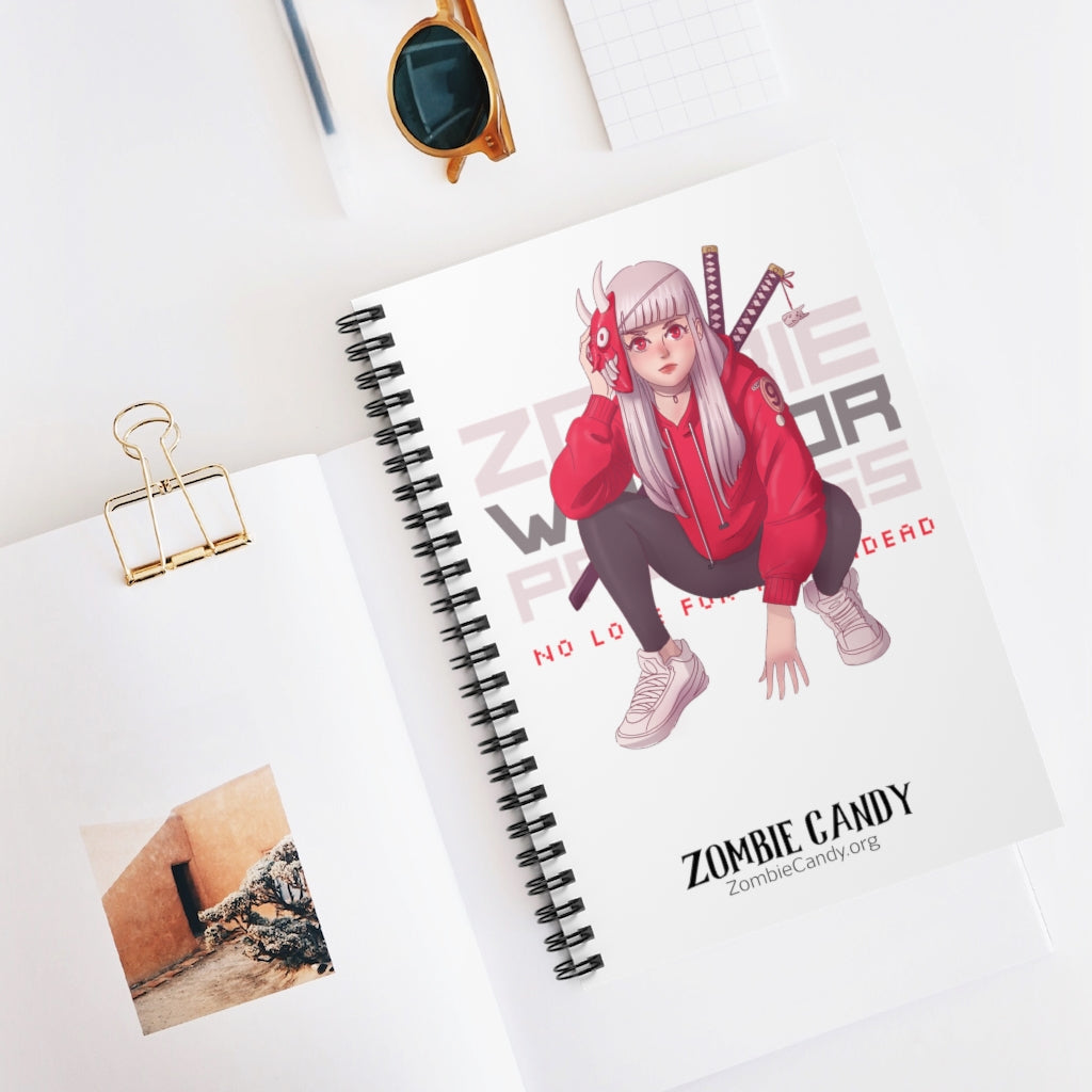 2100.001w Zombie Warrior Princess Manga Girl Spiral Ruled Line Notebook