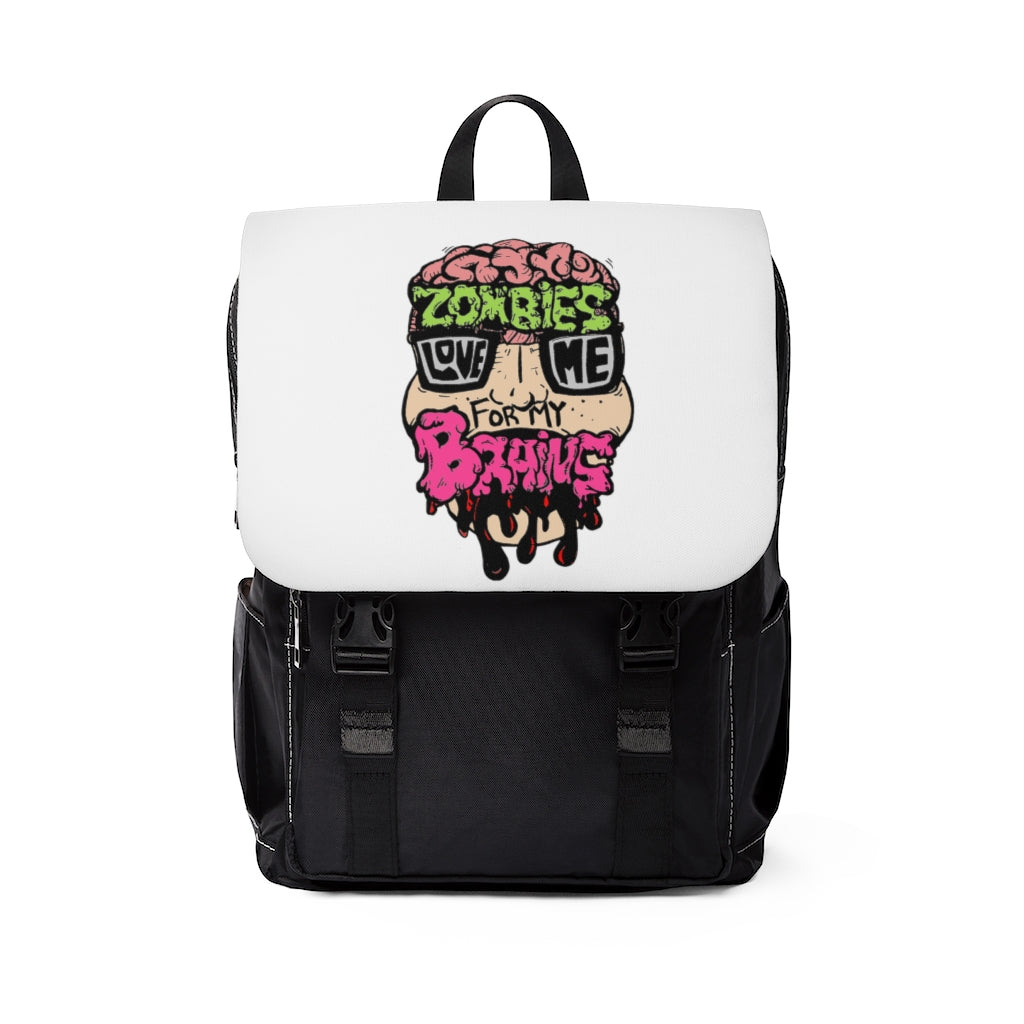 Zombies Love Me For My Brains Unisex Casual Shoulder Backpack