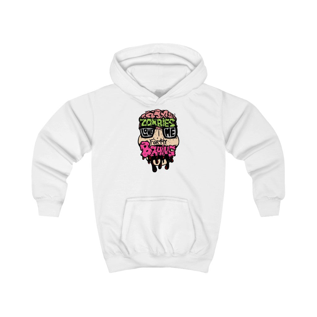 Zombies Love Me For My Brains Kids Hoodie