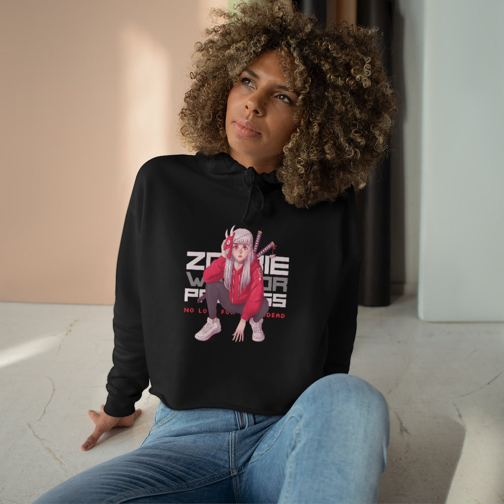 2100.001 Zombie Warrior Princess Manga Girl Crop Hoodie