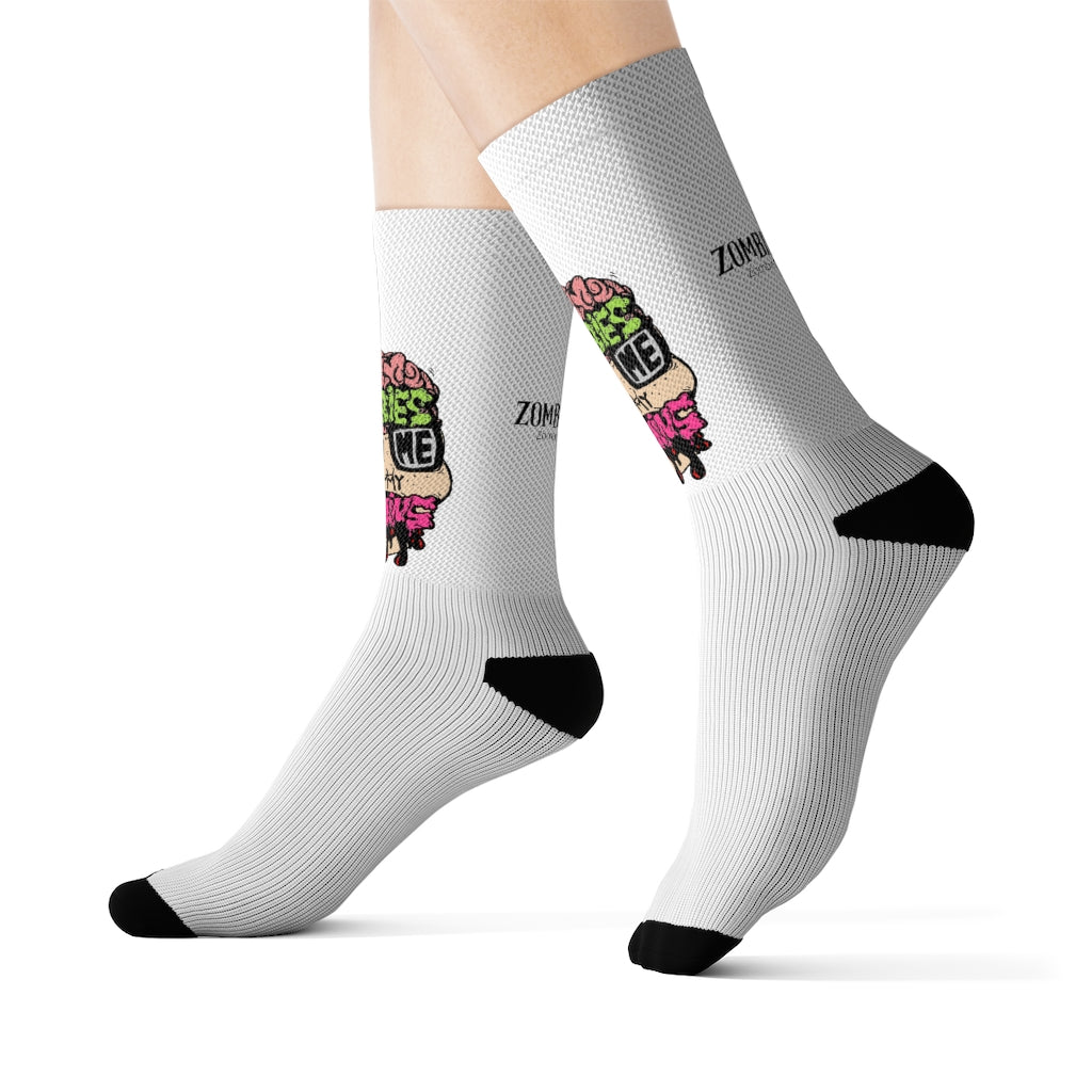 Zombies Love Me For My Brains Sublimation Socks