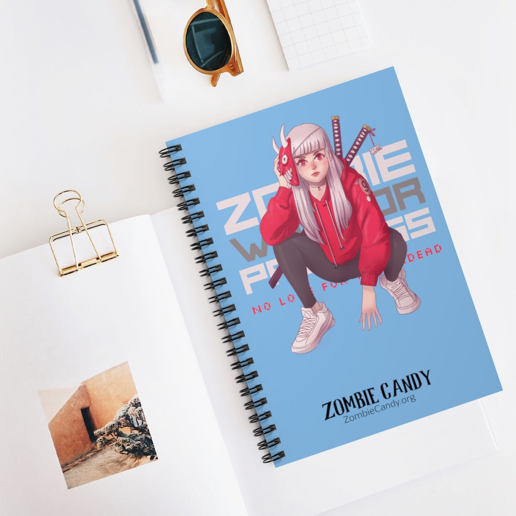 2100.001lb Zombie Warrior Princess Manga Girl Spiral Ruled Line Notebook