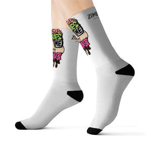 Zombies Love Me For My Brains Sublimation Socks