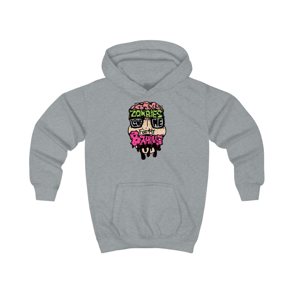 Zombies Love Me For My Brains Kids Hoodie