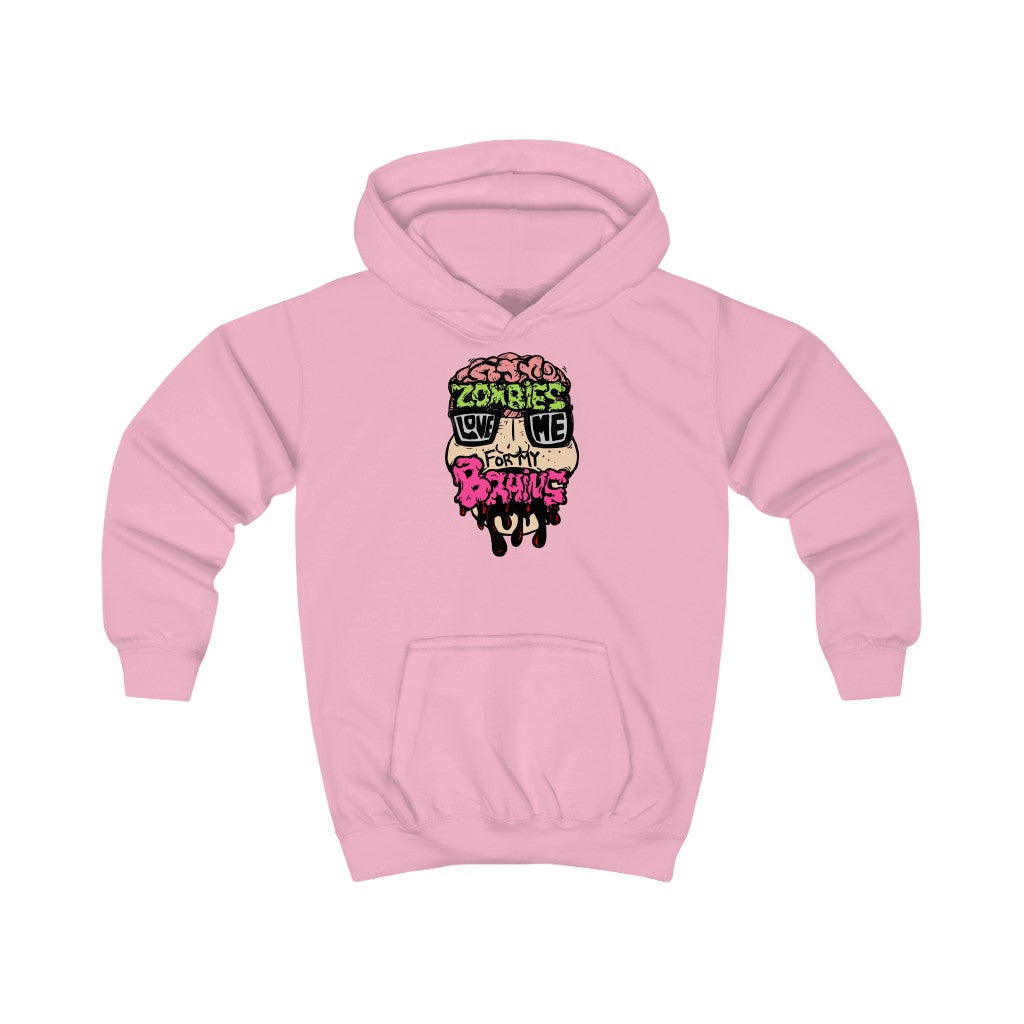 Zombies Love Me For My Brains Kids Hoodie